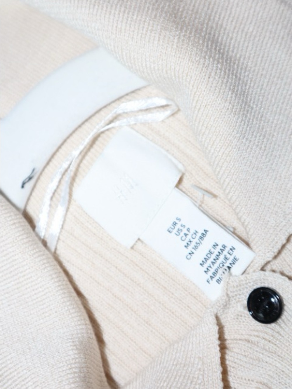 H&M Cream Ribbed Button-Down Midi Dress - Picture 4 of 5